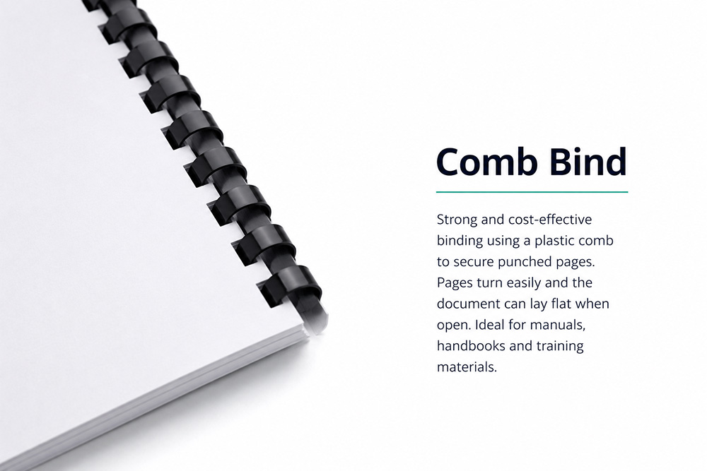 A comb binded document